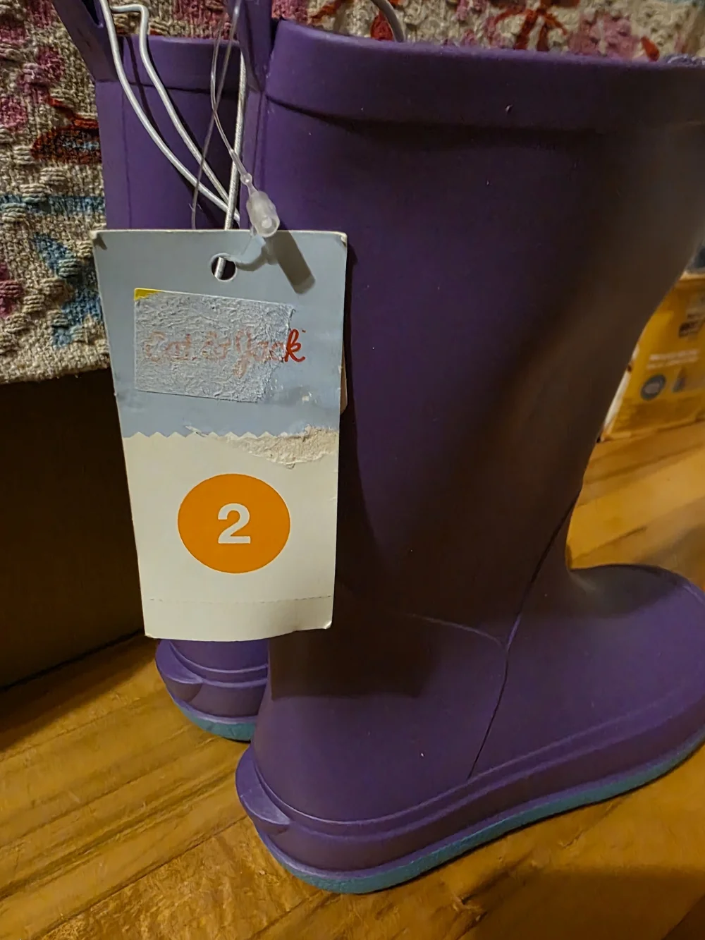 Cat And Jack Kids Purple Rain Boots with Aqua Trim
